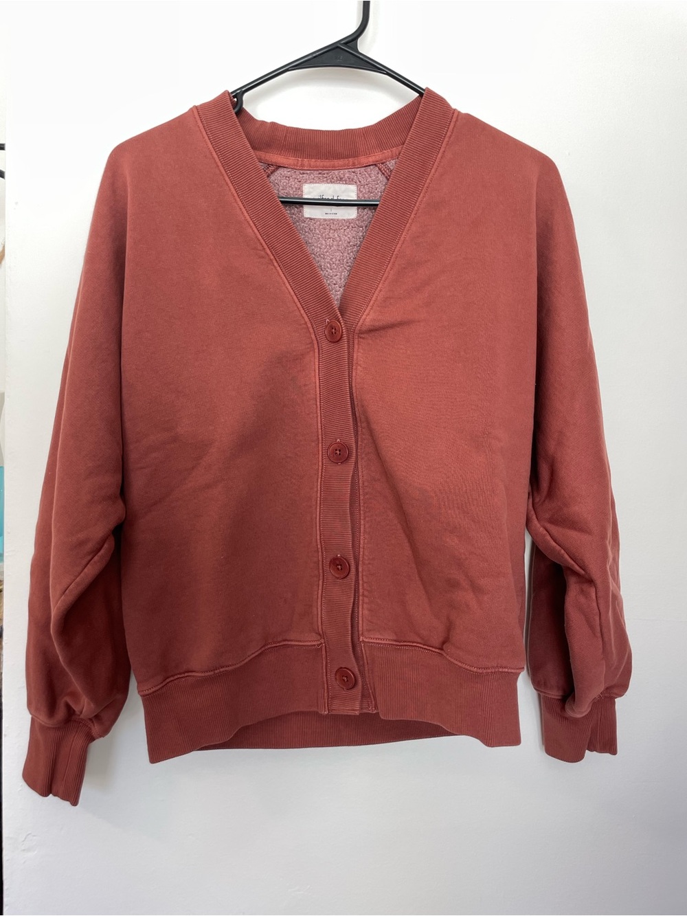 WILFRED FREE Burnt Orange Organic Cotton Cardigan Sz L